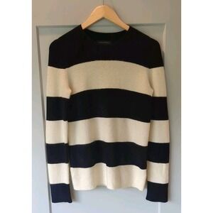 Banana Republic Womens S Mohair Striped Ivory Blue Soft‎ Comfort Sweater